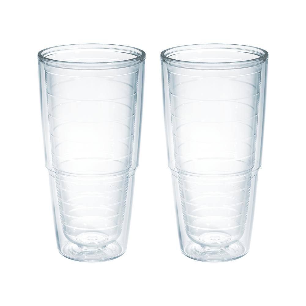 Tervis Clear 24 oz. 2-Pack Plastic Double Walled Insulated Tumbler No Lid 1001833