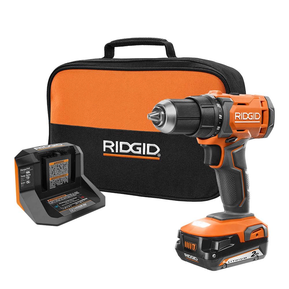 RIDGID 18V Cordless 1/2 in. Drill/Driver Kit with (1) 2.0 Ah Battery and Charger R86001K