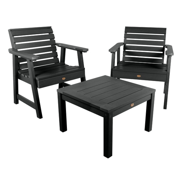 2 Highwood Weatherly Garden Chairs with 1 Square Side Table