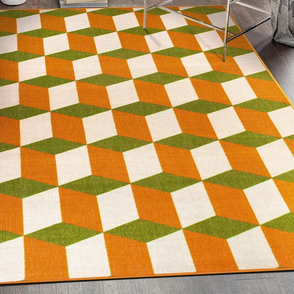 Contemporary Geometric Flatweave Indoor/Outdoor Area Rug