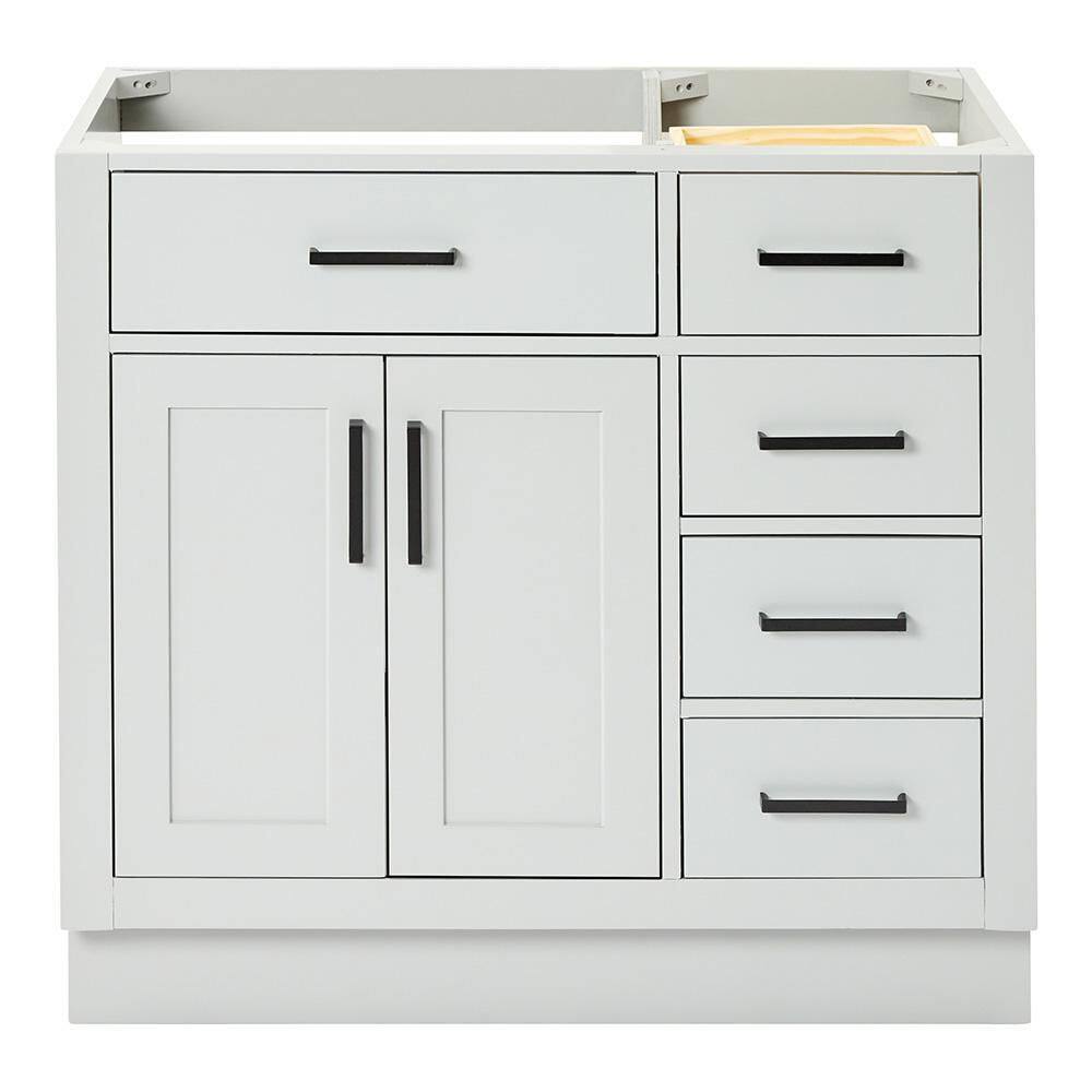 ARIEL Hepburn 36 in. W x 21.5 in. D x 34.5 in. H Bath Vanity Cabinet without Top in Grey T036S-L-BC-GRY