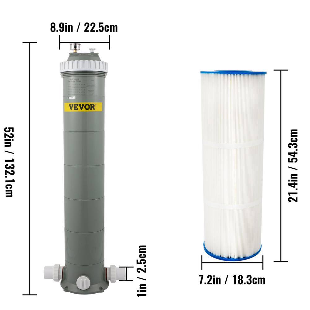 VEVOR Pool Cartridge Filter 8.9 in. Dia Above Ground Swimming Pool Filter System 194 sq. ft. Replacement Filter Cartridge YCGLQZQXBL175INFVV0