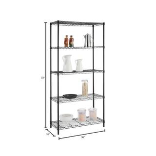 HDX 5-Tier Steel Wire Shelving Unit in Black (36 in. W x 72 in. H x 16 in. D) 21656PS-1