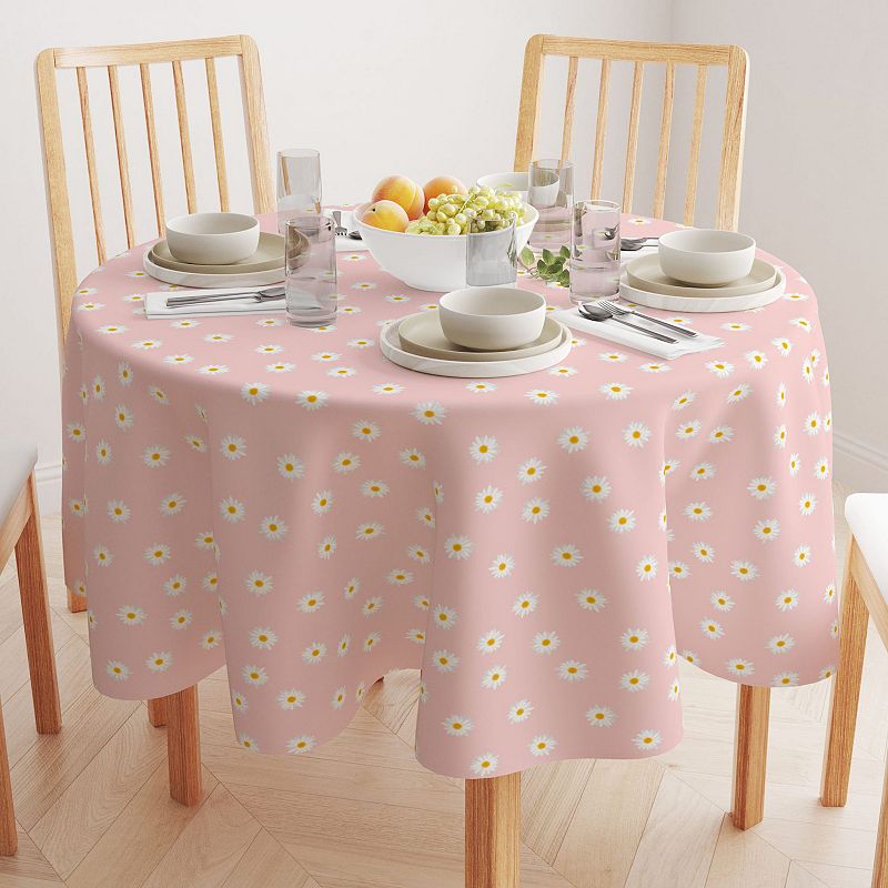 Round Tablecloth， 100% Cotton， 60 Round， Daisy Designs