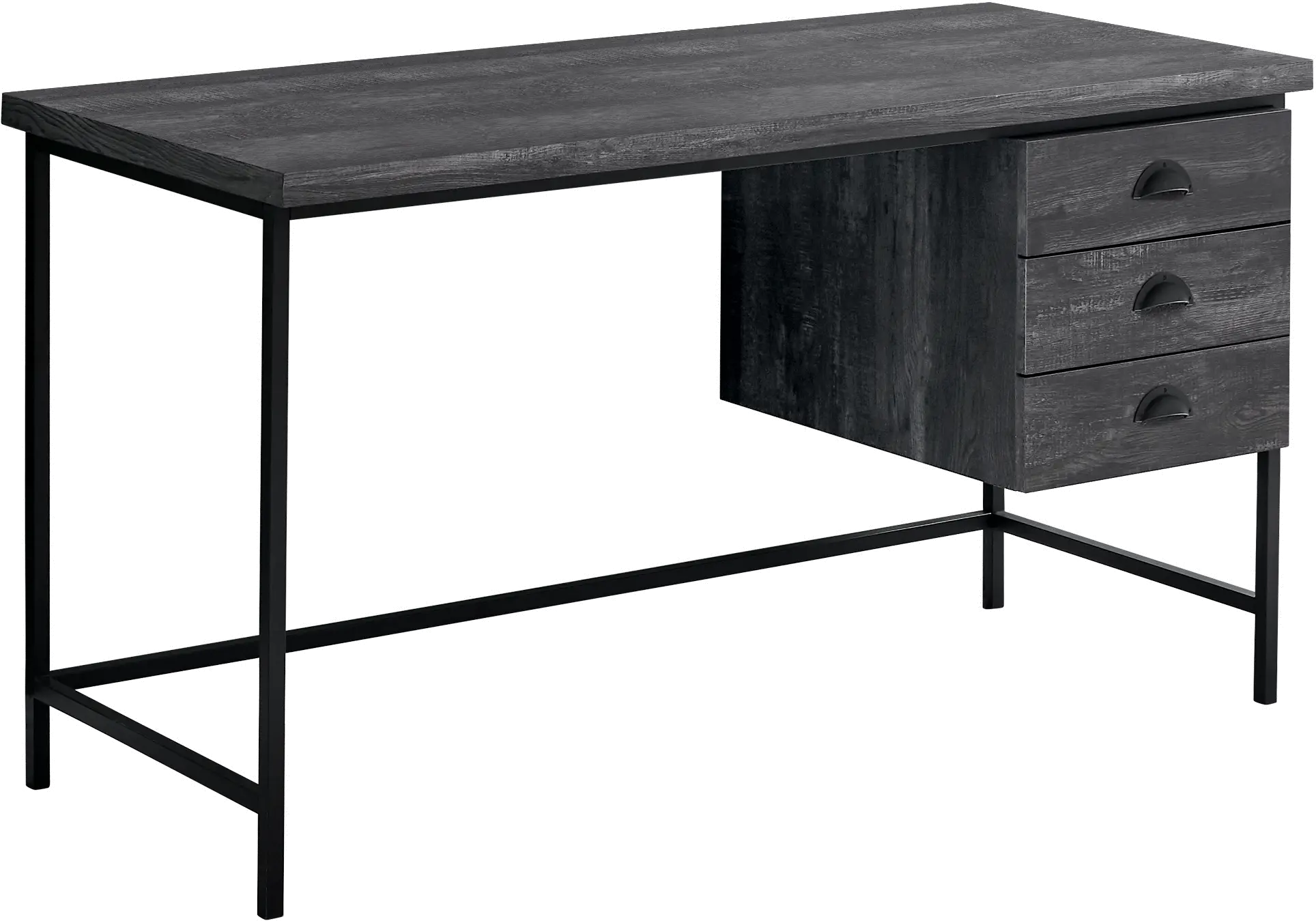 Black Wood Computer Desk with Black Metal Legs