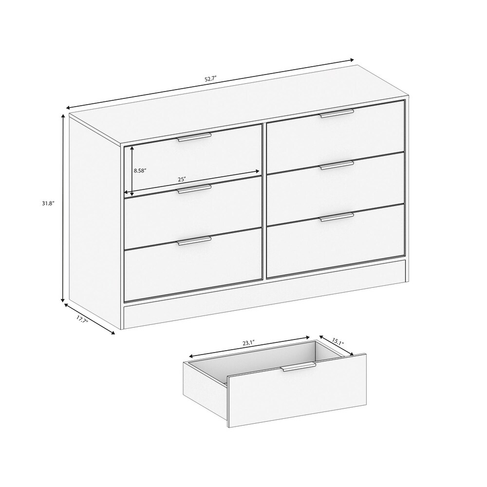 Vail 6 Drawer Dresser   White