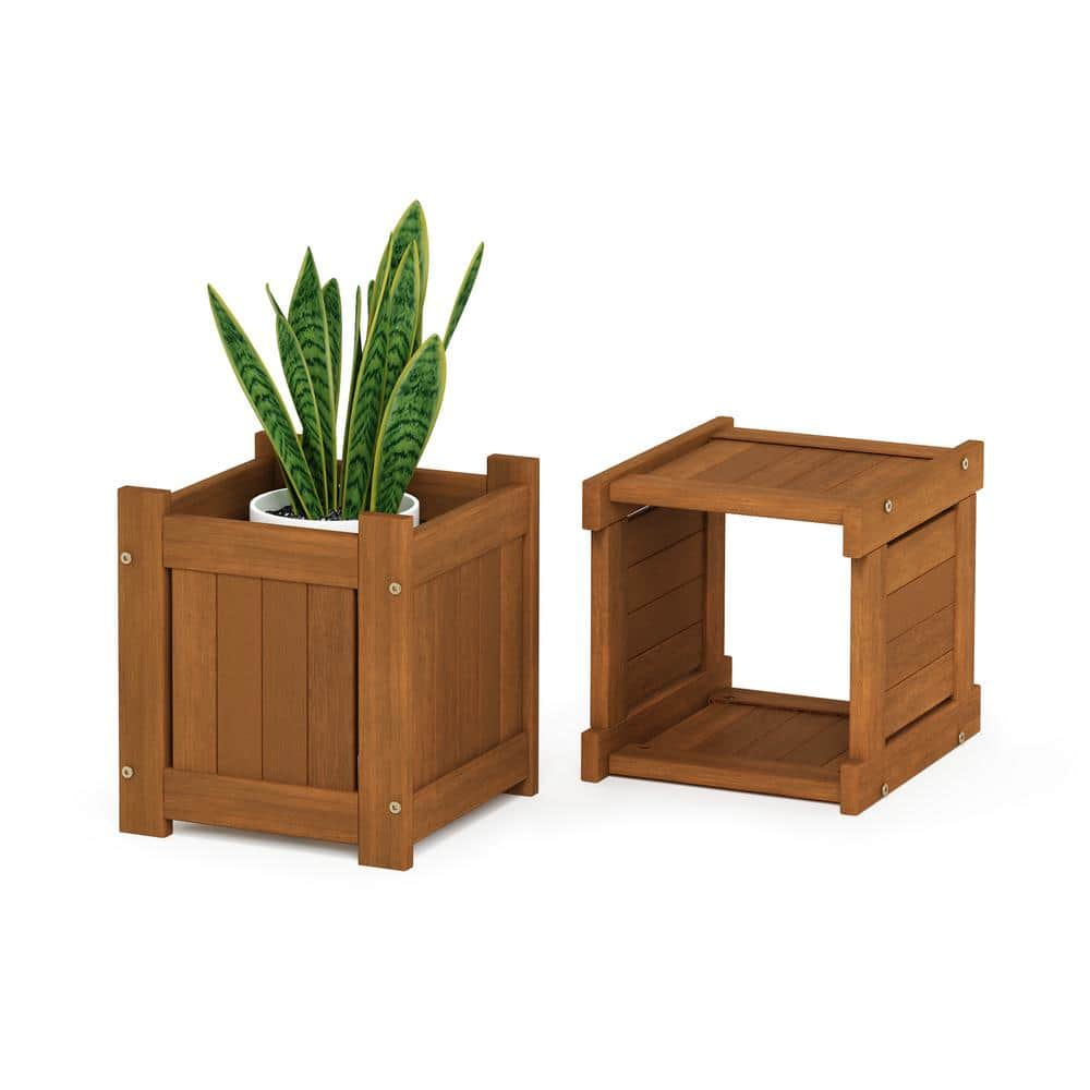 Furinno Tioman Meranti Hardwood Mini Planter Box with Seater FG20464