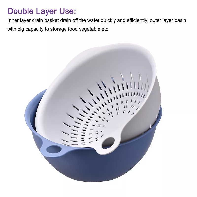 Strainer Colander Bowl 3 Pcs Medium Double Layer Drain Basket