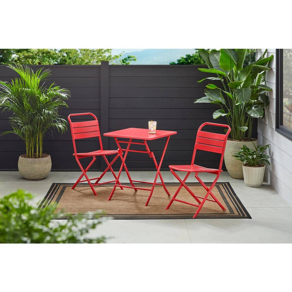 StyleWell Mix and Match Ruby Folding Steel Outdoor Patio Chair (2-Pack) FDS40096E-2PKRB