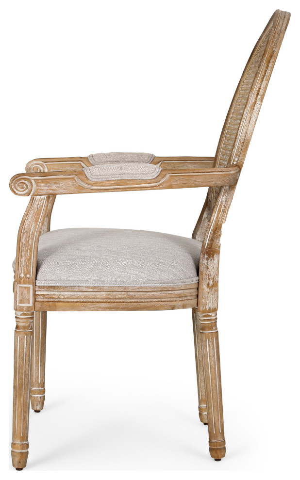 Aisenbrey Wood and Cane Upholstered Dining Chair   Tropical   Dining Chairs   by GDFStudio  Houzz