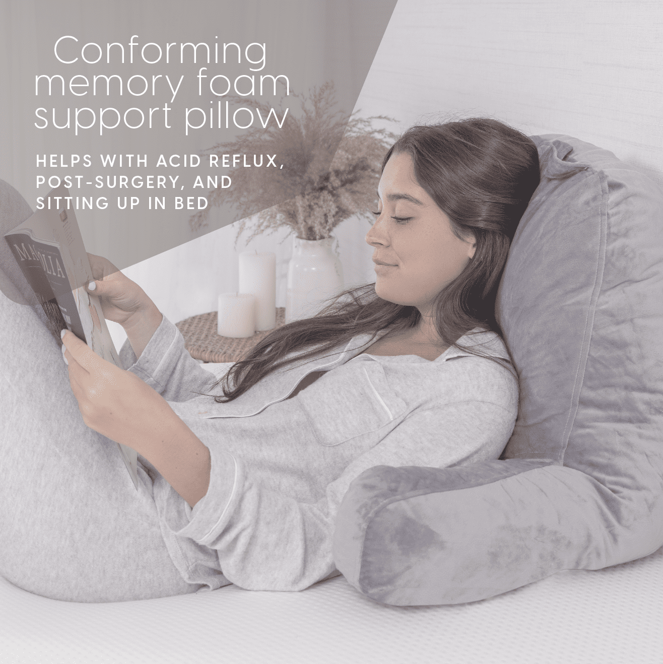 Milliard Reading Pillow， Shredded Memory Foam， Great Backrest for Books， Gaming， 18