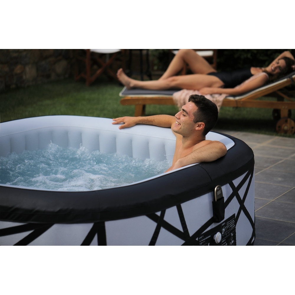 MSpa  SOHO  PREMIUM  6 Person Inflatable Hot Tub   Spa  132 Bubble Massage Jets  ONE PIECE   SQUARE