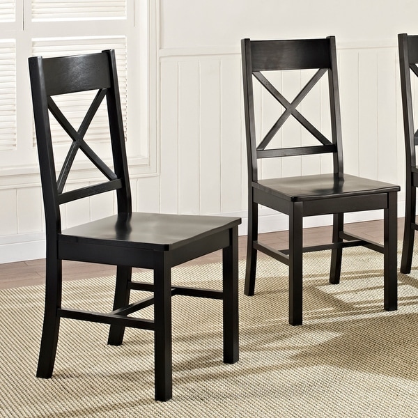 Traditional Wood Dining Chairs， Set of 2， Antique Black