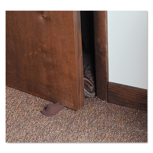 Master Caster Big Foot Doorstop， No Slip Rubber Wedge， 2.25w x 4.75d x 1.25h， Brown， 2/Pack (00971)