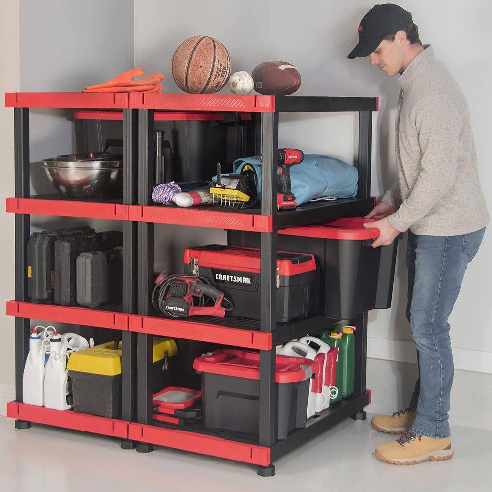 Black 4-Tier Plastic Garage Storage Shelving Unit (40 in. W x 55 in. H x 24 in. D) shelve-612