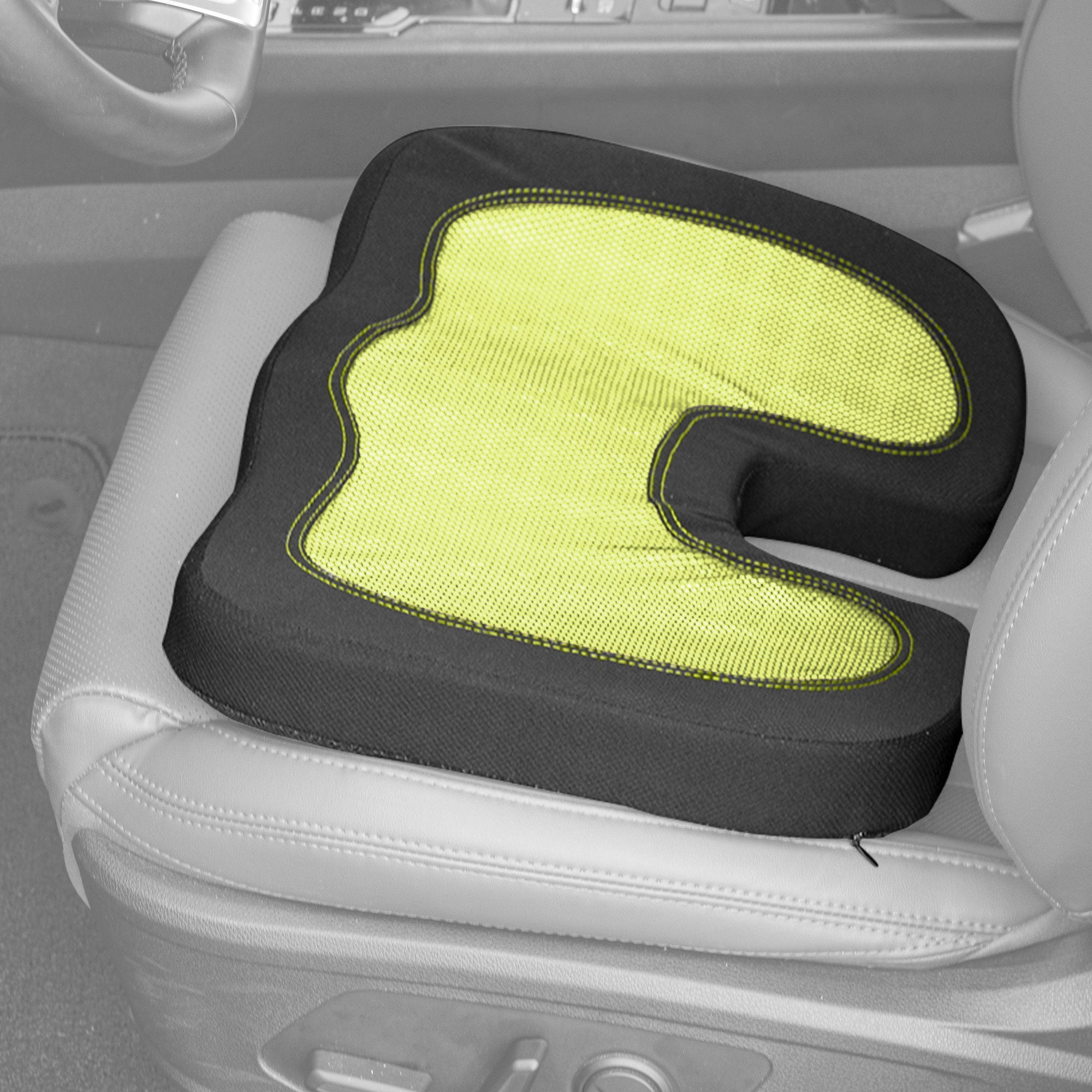 FH Group Ergonomic Cooling Gel AFFH1011YELLOW Yellow Memory foam Car Cushion with Air Freshener