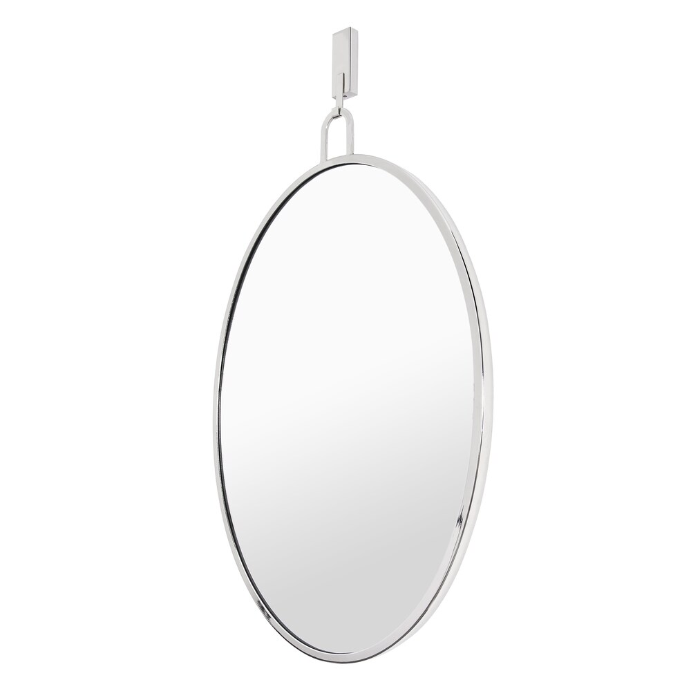 Stopwatch Polished Nickel Oval Powder Room Mirror   Polished Nickel