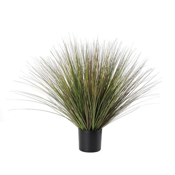 Green or Red Faux Foliage Onion Grass Artificial Plant with Black Plastic Pot