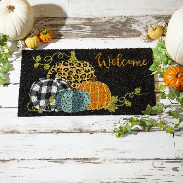 Mixed Print Pumpkins Coir Mat