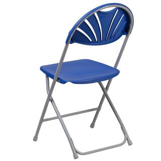 Carnegy Avenue Blue Plastic Seat Metal Frame Outdoor Safe Folding Chair CGA-LE-204032-BL-HD