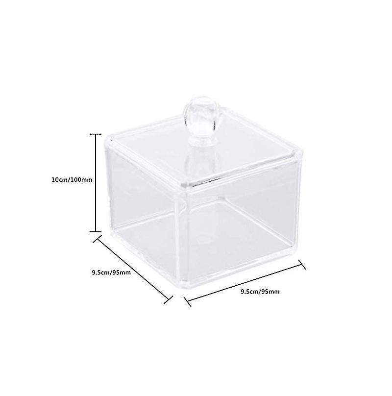 Cotton Buds Dispenser With Lid Bathroom Canisters Acrylic Storage Box Cosmetic Organizer - Square Lh-1