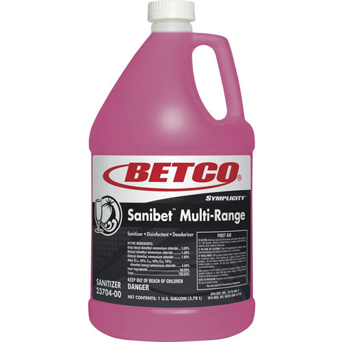 Betco Sanibet Sanitizer Disinfect Deodorizer | Concentrate， 128 fl oz (4 quart)， Pink | BET2370400