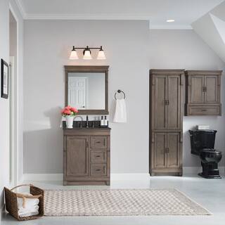 Home Decorators Collection Naples 30 in. W Bath Vanity Cabinet Only in Distressed Grey with Right Hand Drawers NADGA3021D