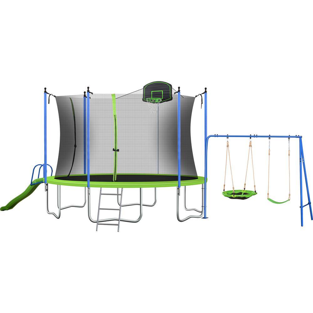 12 ft. TRAMPOLINE WITH SWING AND SLIDE HP-12-G