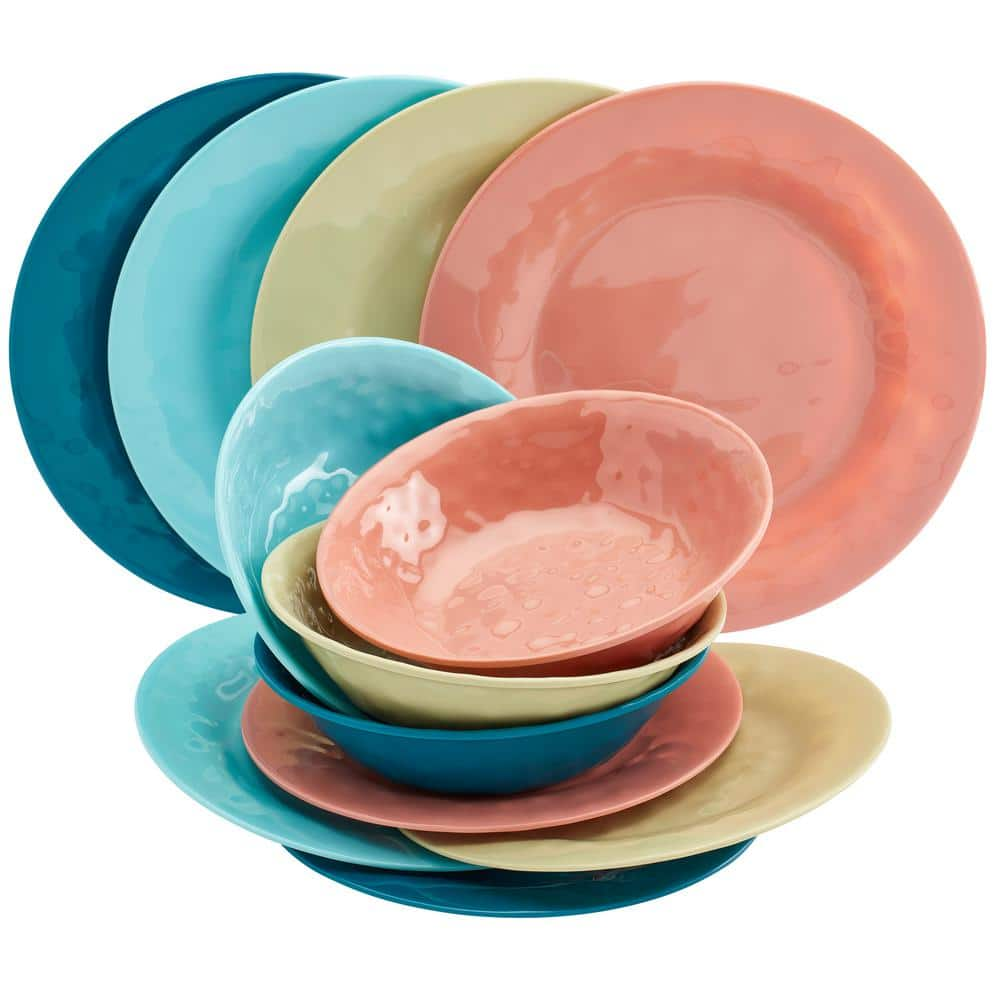 Tabletops Gallery Summer Fun 12-Piece Melamine Assorted Dinnerware Set (Service for 4) TTU-Q9245-EC