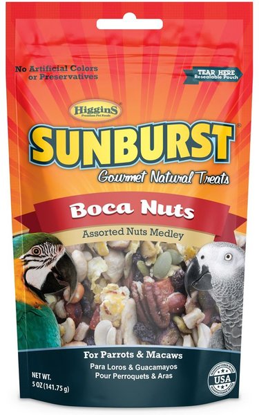 Higgins Sunburst Gourmet Treats Boca Nuts Macaw and Parrot Bird Treats， 5-oz bag