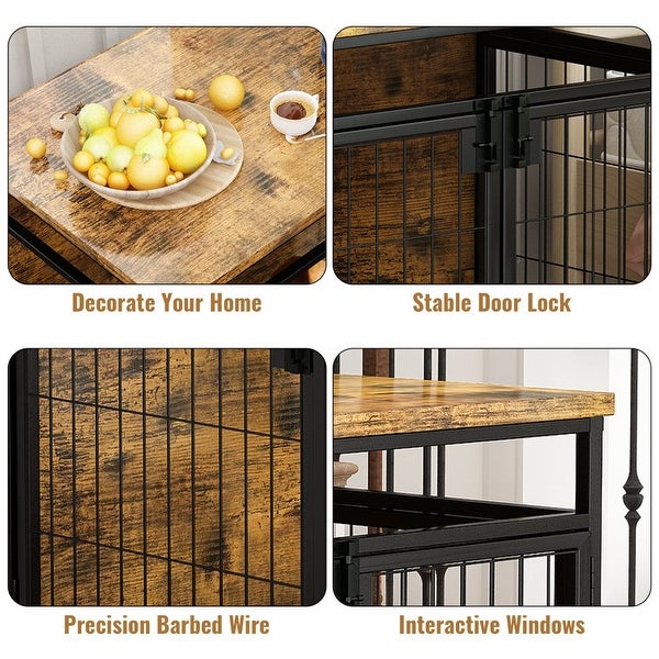 Furniture Style Dog Crate End Table， Pet Kennels Three Doors Dog House Indoor Use for Small Dogs