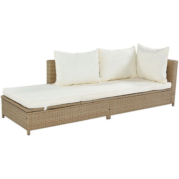 3-Piece Rattan Sectional Set with Adjustable Chaise Lounge Frame and Coffe Table - Overstock - 35759794