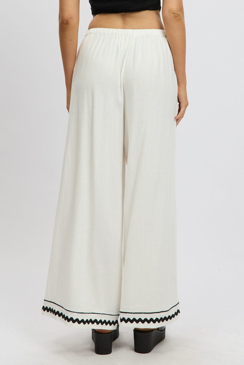 White Wide Leg Pants High Rise