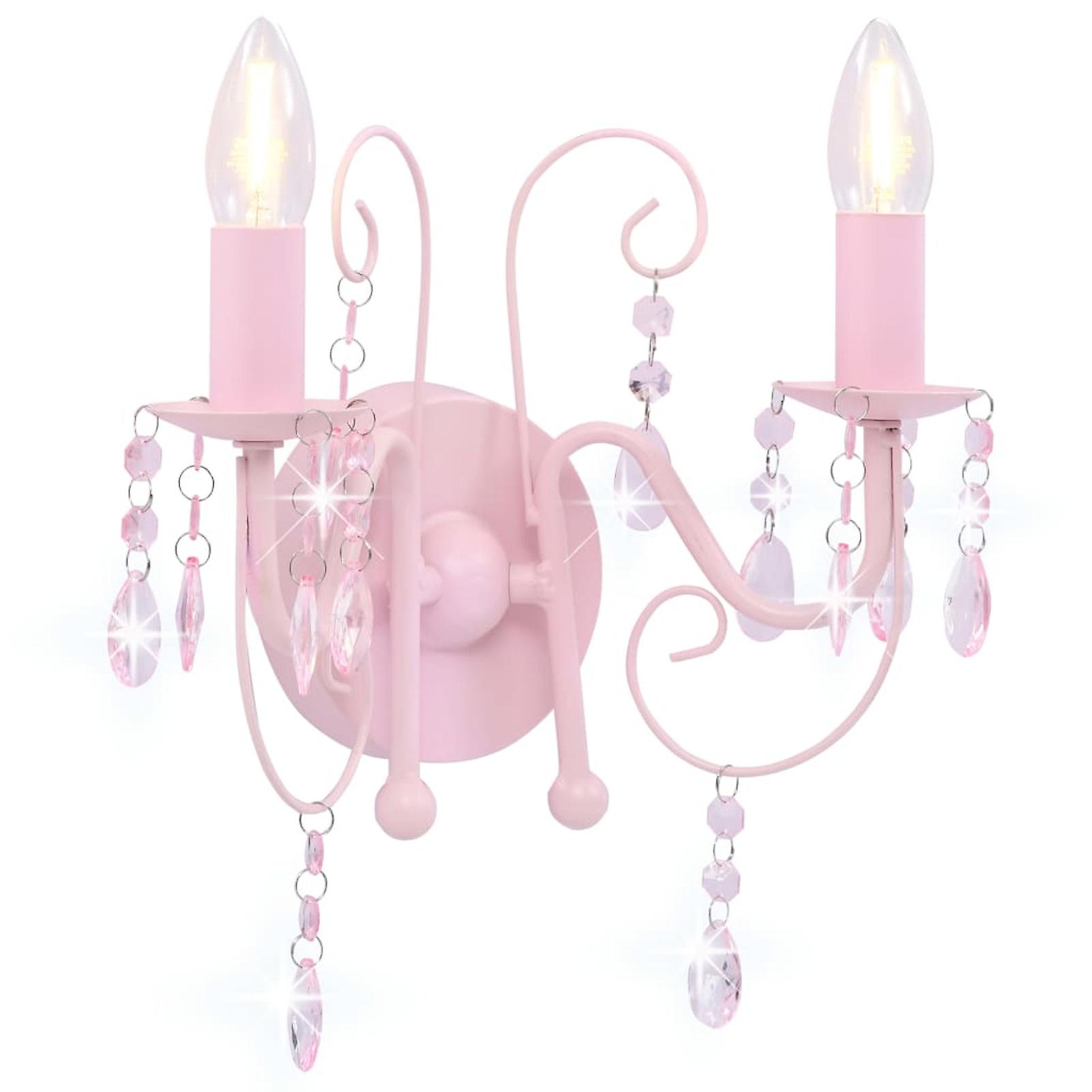 Wall Lamp With Beads Pink 2 X E14 Bulbs No.346059