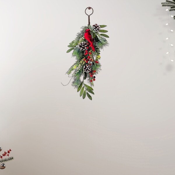 Christmas Cardinal And Pinecone Door Hanger