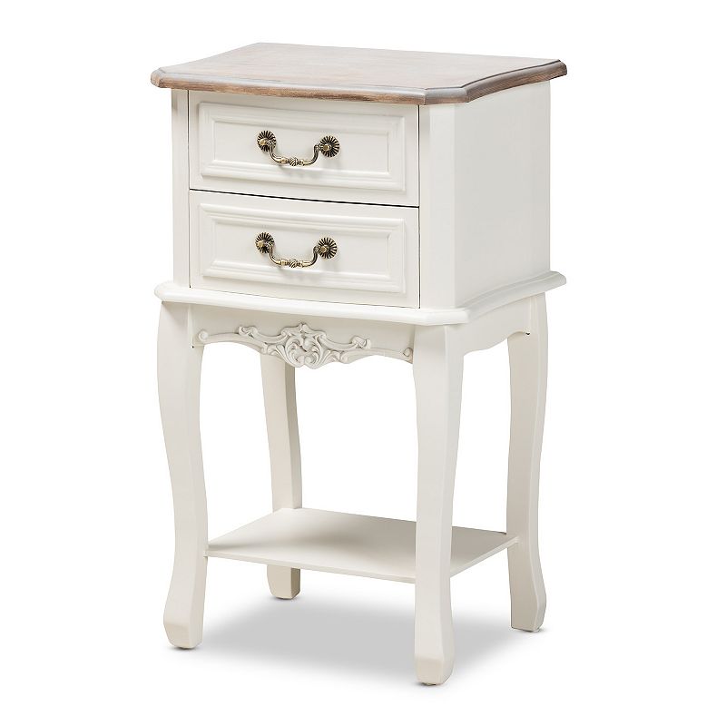 Baxton Studio Amalie White 2-Drawer Nightstand