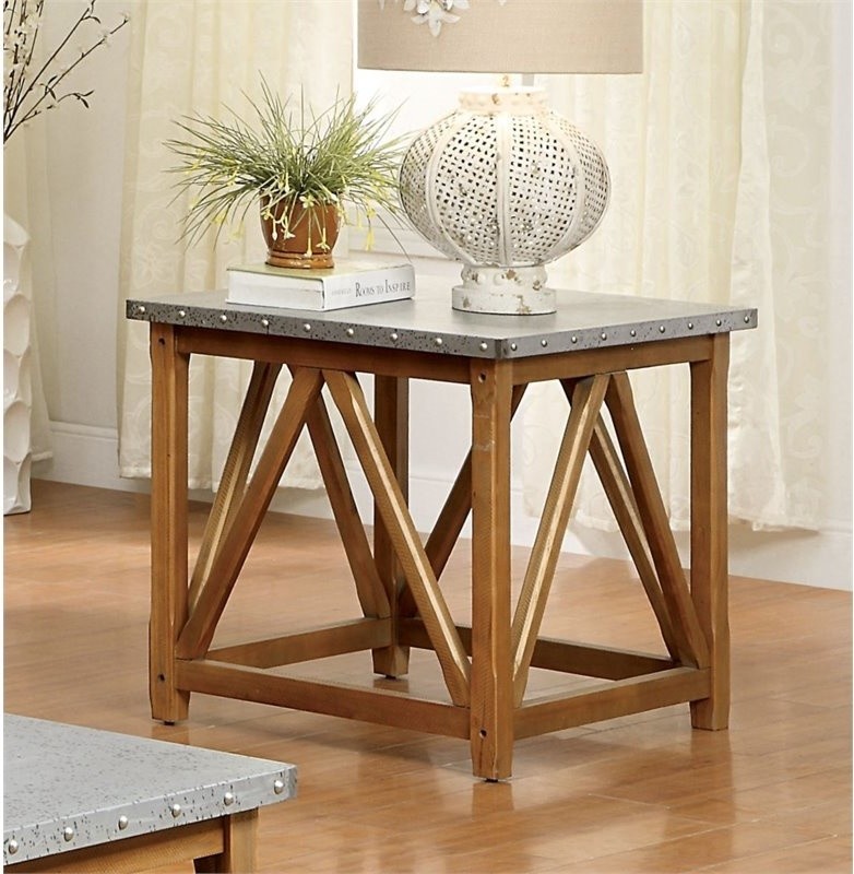 (Set of 2) Industrial End Table in Natural Tone   Farmhouse   Side Tables And End Tables   by Homesquare  Houzz