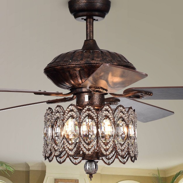 X 52 quot X 23 quot Grove Dejes Chandelier Lighted Ceiling Fan With Crystal Shade Brown Warehouse Of 