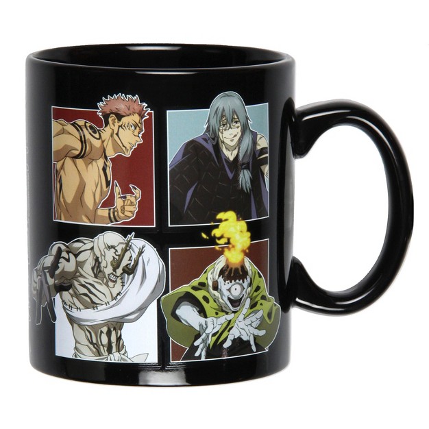 Jujutsu Kaisen Multi Character Grid 16 Oz Ceramic Coffee Mug Tea Cup Black