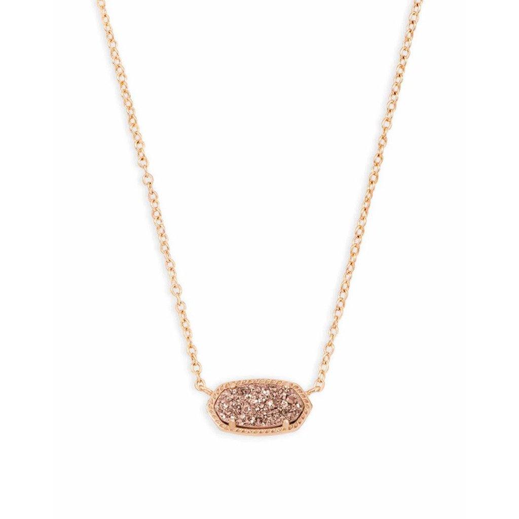 Kendra Scott  Elisa Rose Gold Pendant Necklace In Rose Gold Drusy