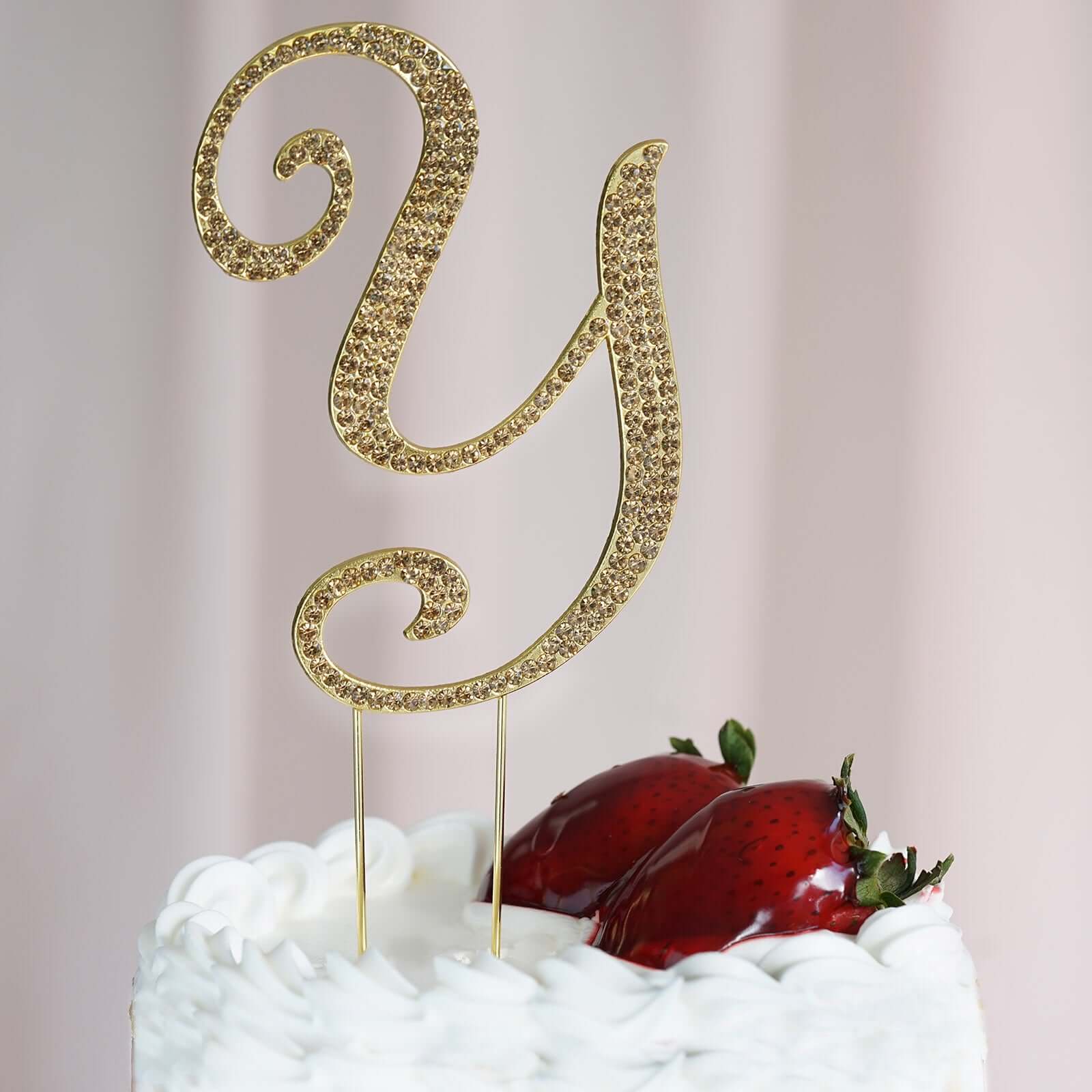 Gold Rhinestone Monogram Letter and Number Cake Toppers 4.5