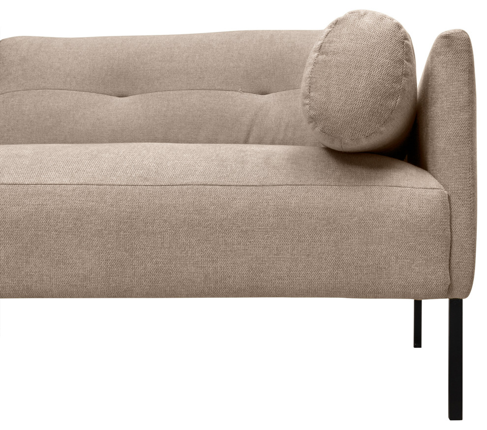 Michalina 84 quotBeige Fabric Sofa with Black Metal Legs   Modern   Sofas   by Armen Living  Houzz