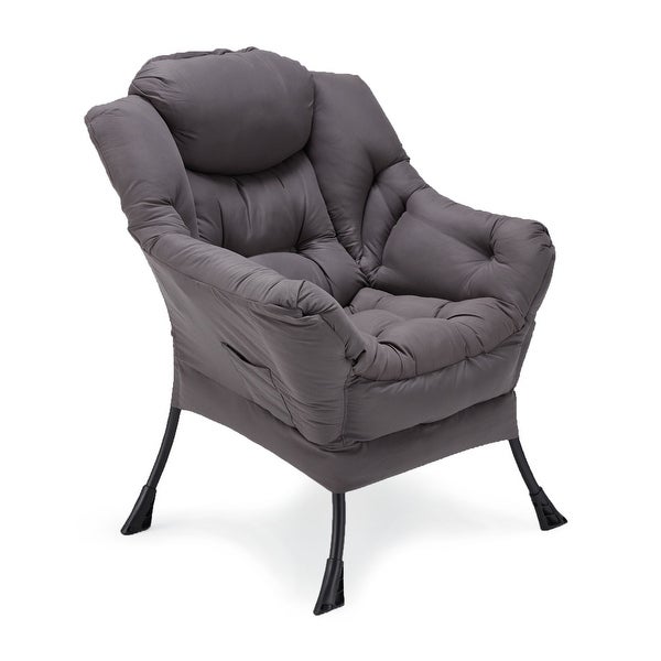 JOMEED Modern Plush Fabric Lazy Accent Chair with Armrests and Side Pocket， Grey - 23.07