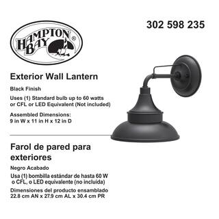 Hampton Bay Black Outdoor Barn Light Wall Mount Sconce EW10139BK