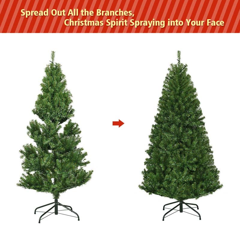 Premium Hinged Prelit Artificial Christmas Tree with Multi-Color LED Lights, 11 Lighting Modes, Metal Stand