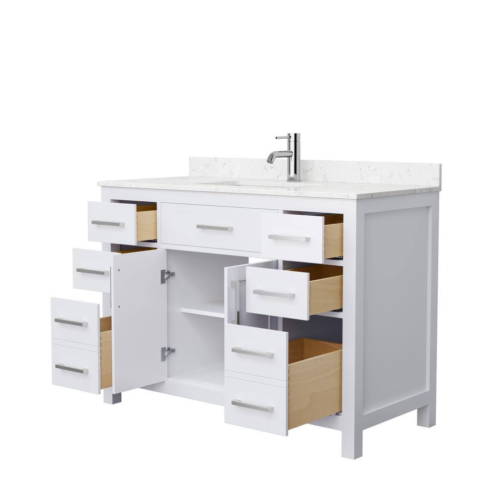 Wyndham Collection Beckett 48 in. W x 22 in. D x 35 in. H Single Sink Bathroom Vanity in White with Carrara Cultured Marble Top WCG242448SWHCCUNSMXX