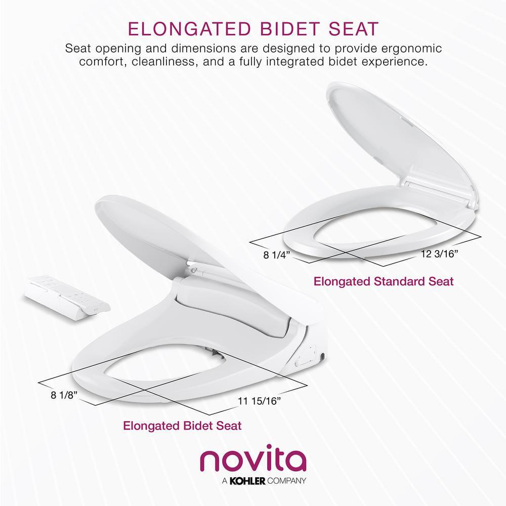 KOHLER Novita Electric Bidet Seat for Elongated Toilets with Remote Control in White