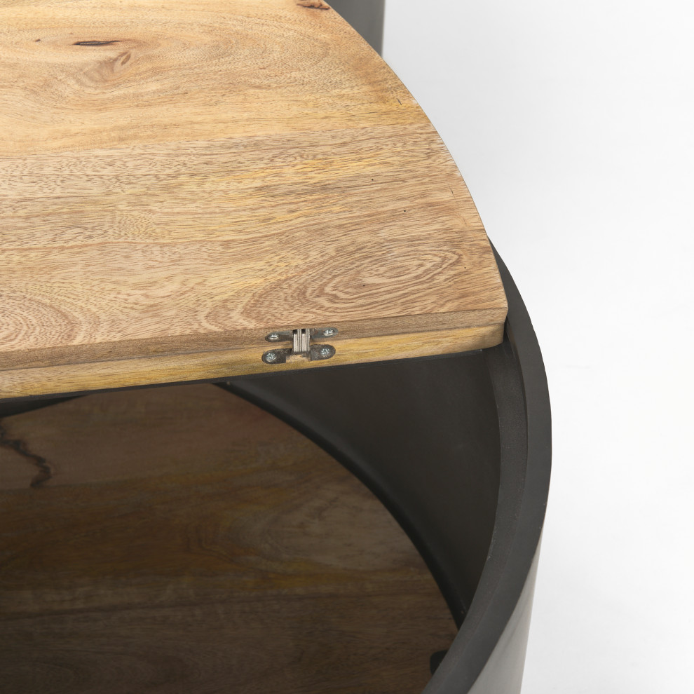 Eclipse Gray Metal Base With Brown Solid Wood Top Round Nested Coffee Tables   Modern   Coffee Tables   by Mercana  Houzz