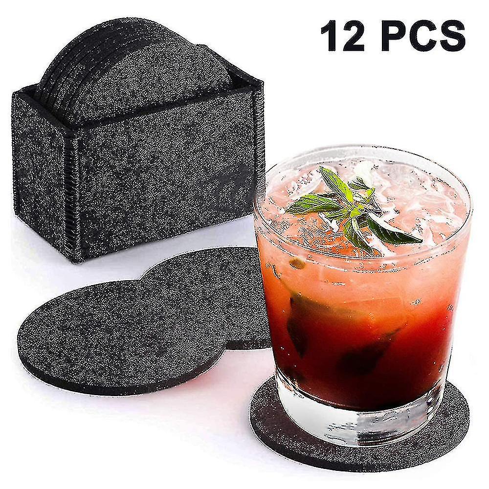 12 Pieces Of Felt Coaster-light Gray Round