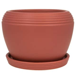 Trendspot 8 in. Faye Brick Red Ceramic Planter ECR01876S-08R